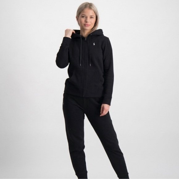 Polo Ralph Lauren Black Knit Zip Hoodie Pony Logo Cotton Sweater - Picture 3 of 7